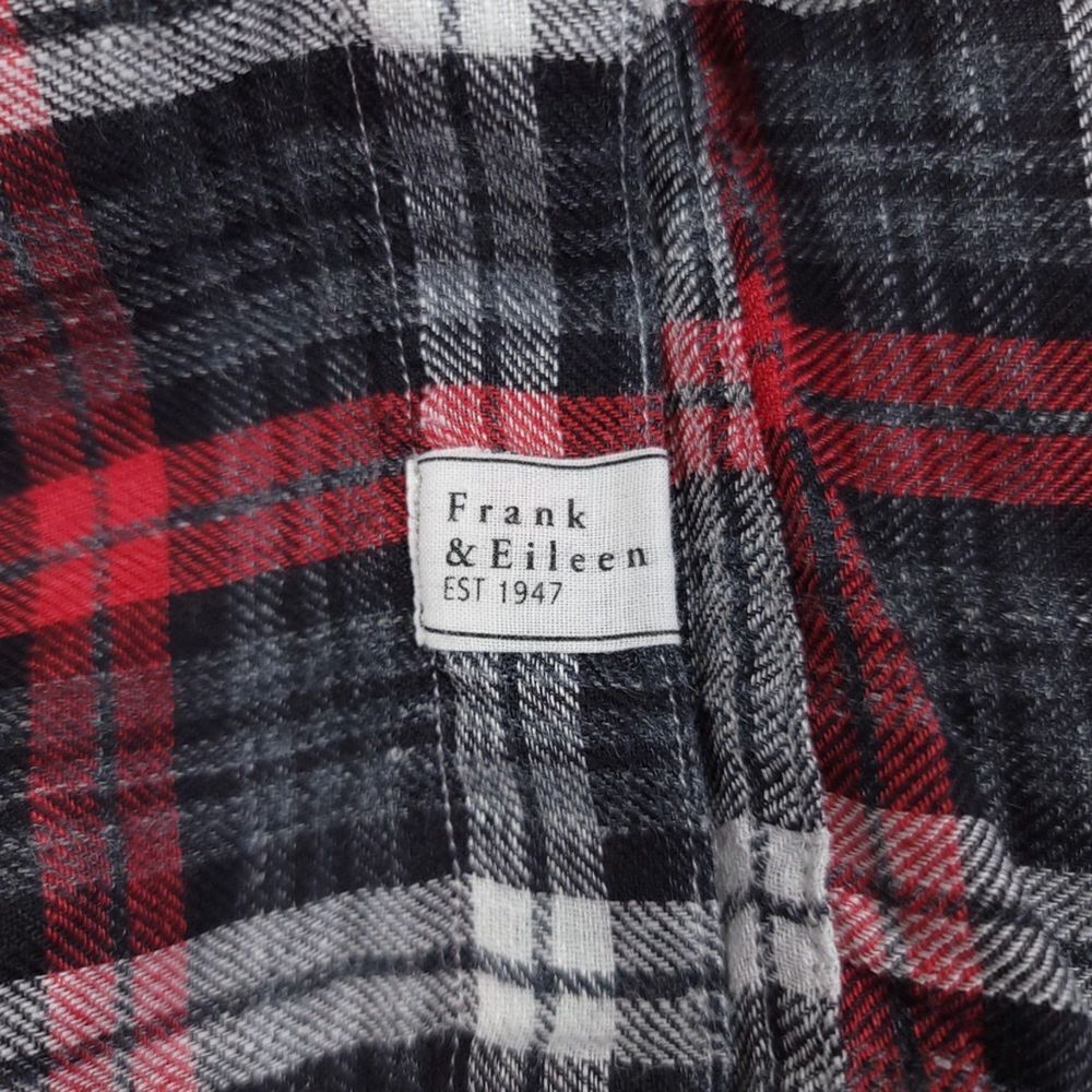 FRANK AND EILEEN 100% Linen Paul Oversized Button Down Shirt Red Gray Plaid XL - Picture 6 of 11